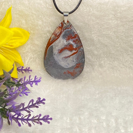 Hand Painted Iridescent Tear Drop Pendant Necklace