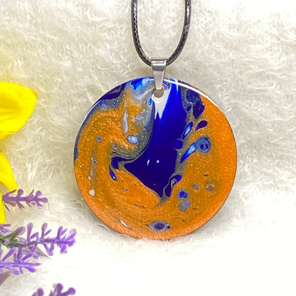 Hand Painted Iridescent Pendant Necklace