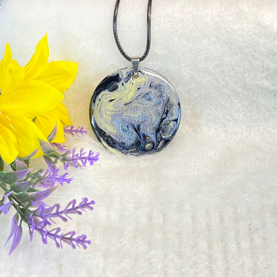 Hand Painted Iridescent Pendant Necklace