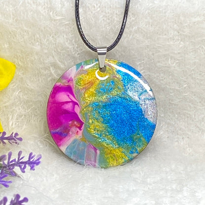 Hand Painted Iridescent Pendant Necklace