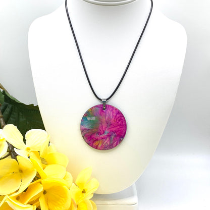 Hand Painted Iridescent Pendant Necklace