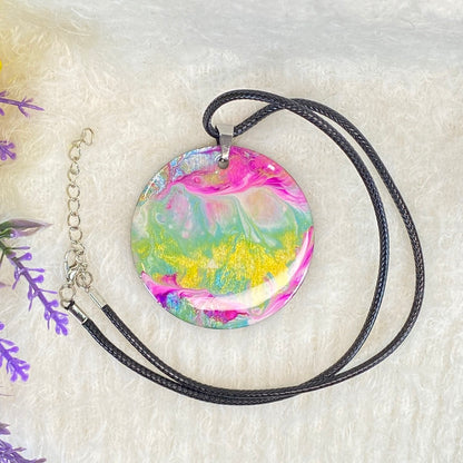 Hand Painted Iridescent Pendant Necklace