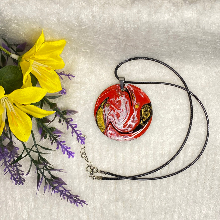 Hand Painted Iridescent Pendant Necklace