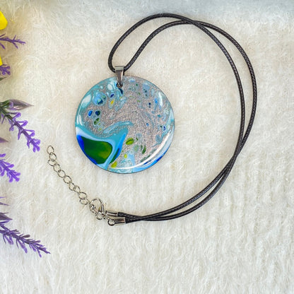 Hand Painted Iridescent Pendant Necklace