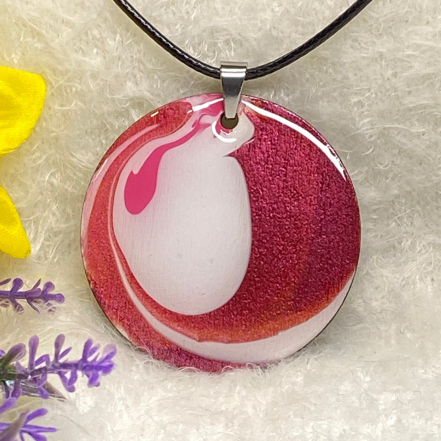 Hand Painted Iridescent Pendant Necklace