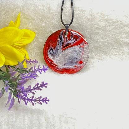 Hand Painted Iridescent Pendant Necklace