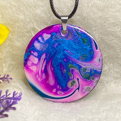 Hand Painted Iridescent Pendant Necklace