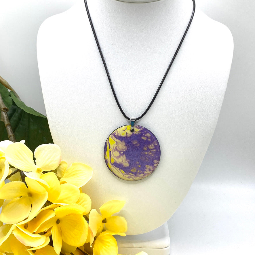 Hand Painted Iridescent Pendant Necklace