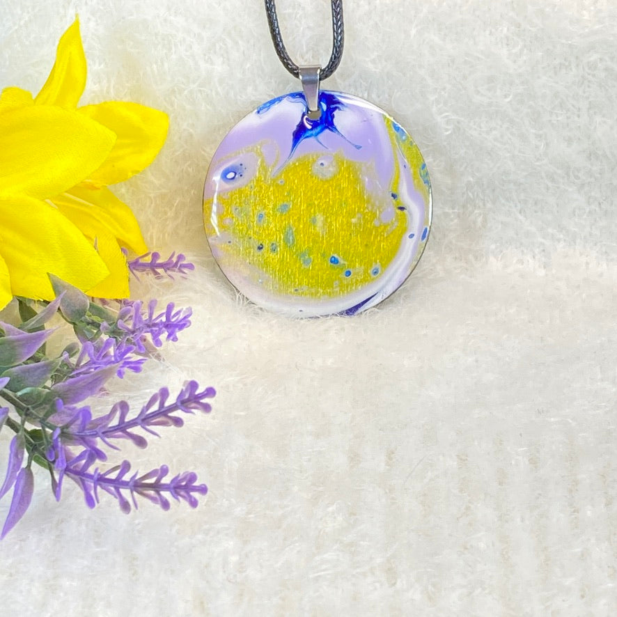 Hand Painted Iridescent Pendant Necklace