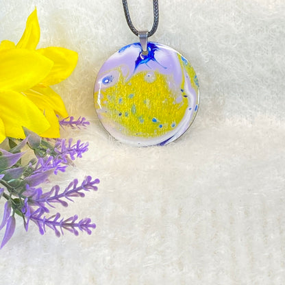 Hand Painted Iridescent Pendant Necklace