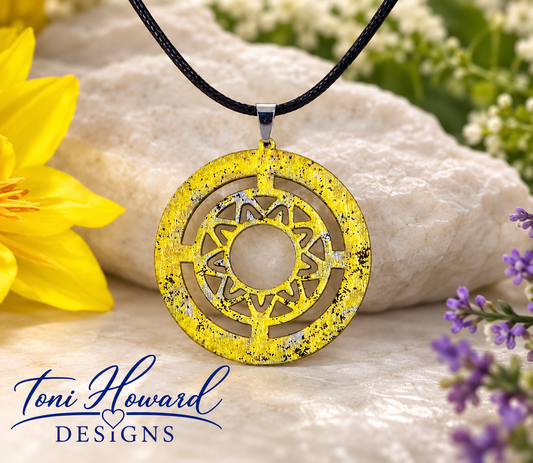 Handmade Yellow & Black Round Pendant Necklace – Women's Fashion Jewelry