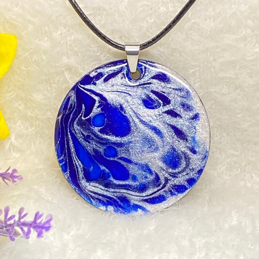 Hand Painted Iridescent Pendant Necklace