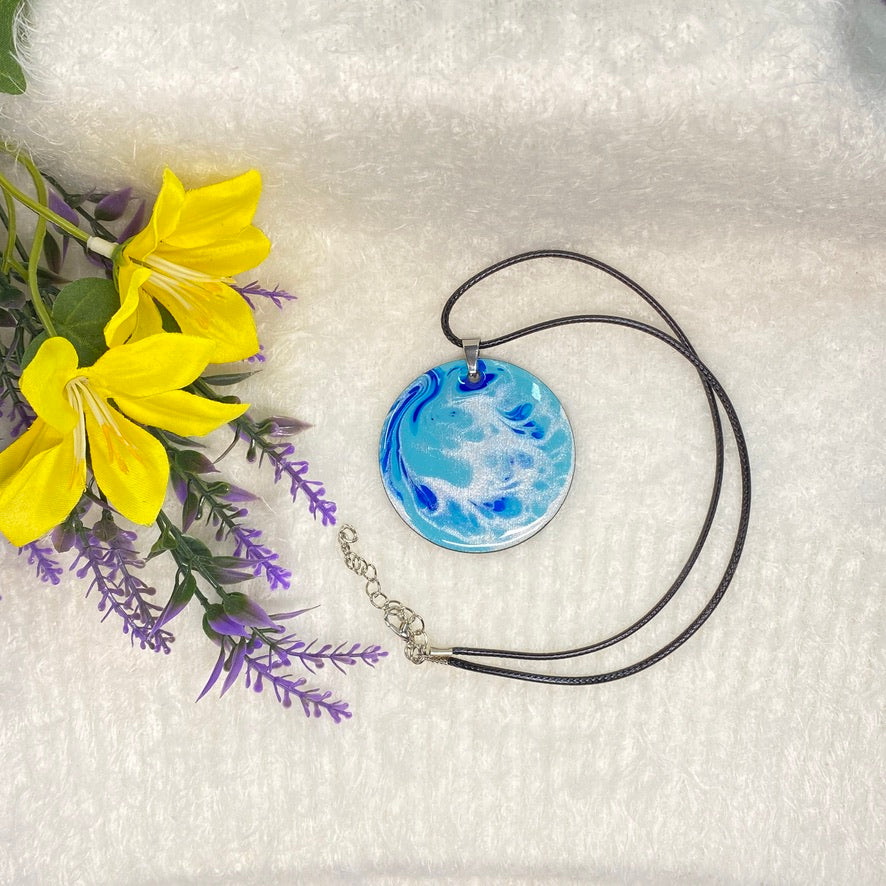 Hand Painted Iridescent Pendant Necklace