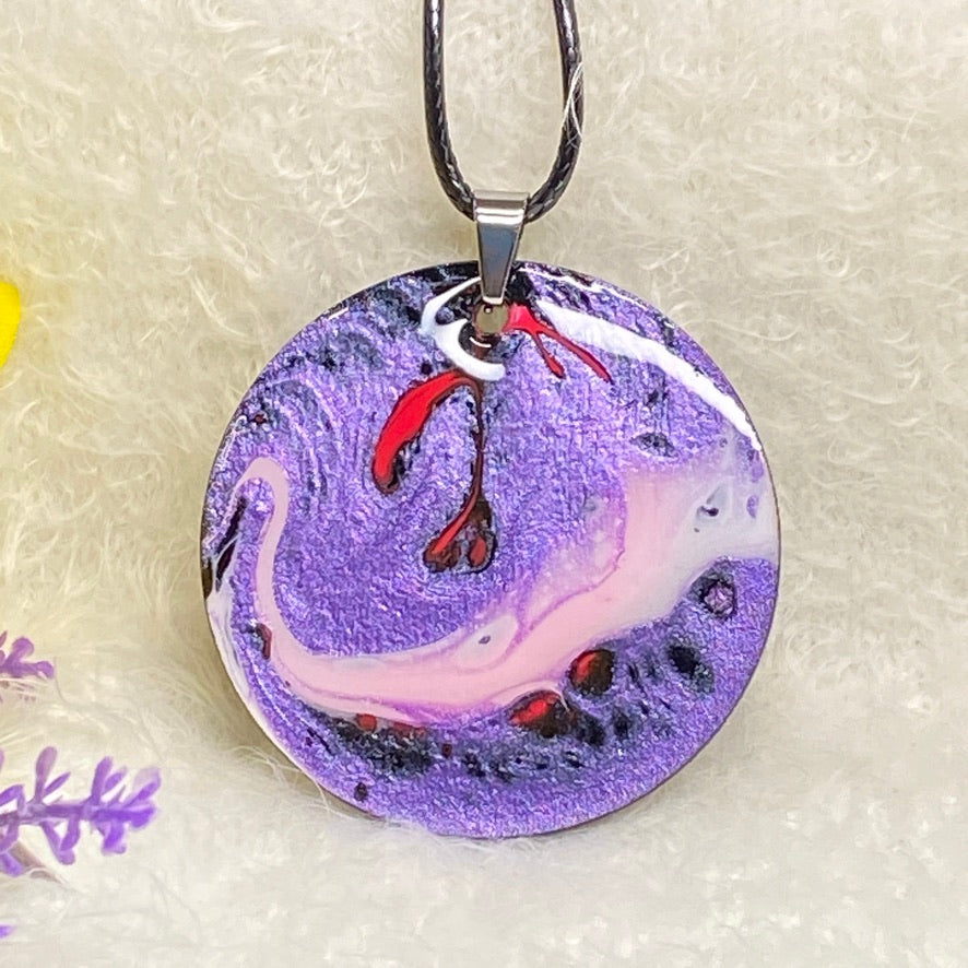 Hand Painted Iridescent Pendant Necklace