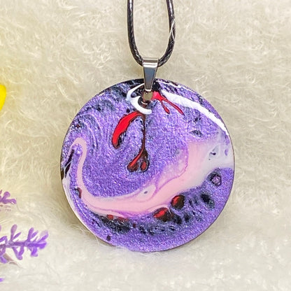 Hand Painted Iridescent Pendant Necklace