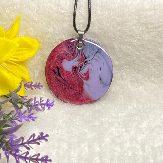 Hand Painted Iridescent Pendant Necklace