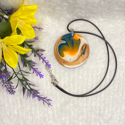 Hand Painted Iridescent Pendant Necklace