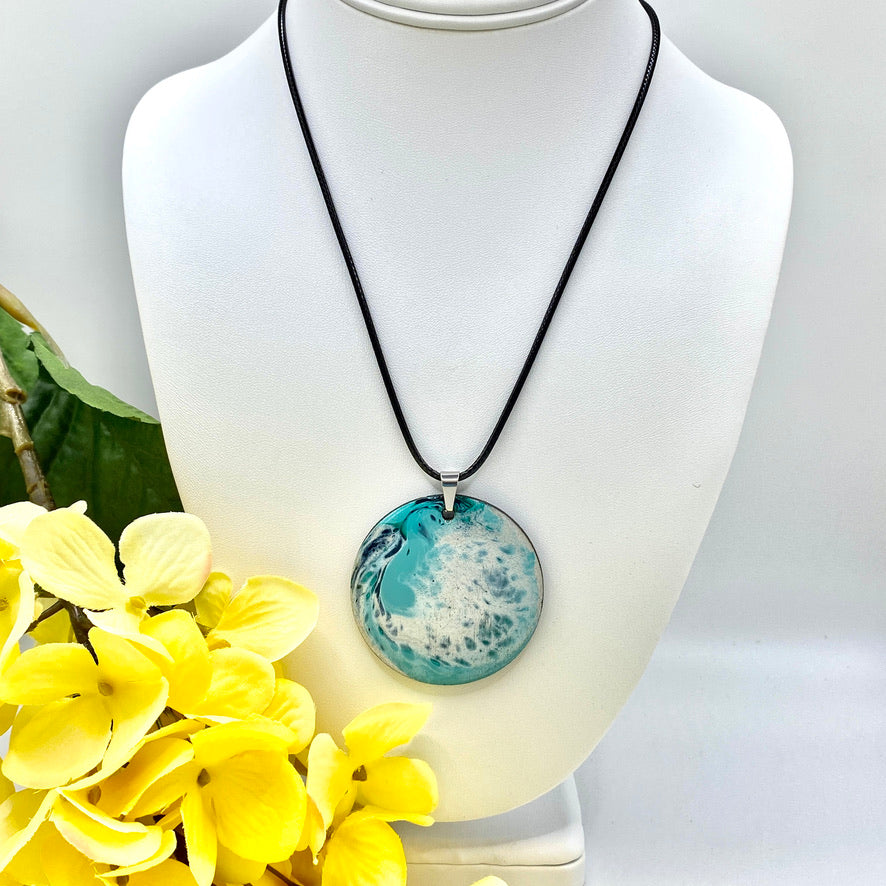 Hand Painted Iridescent Pendant Necklace