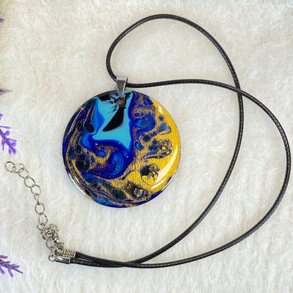 Hand Painted Iridescent Pendant Necklace