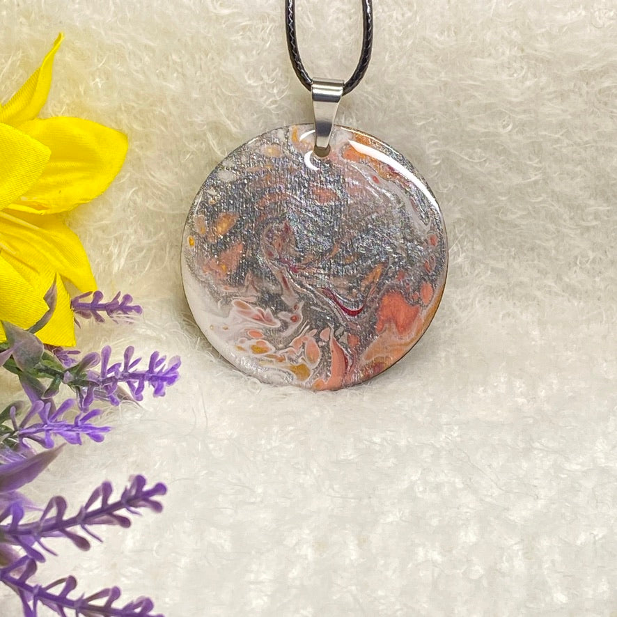 Hand Painted Iridescent Pendant Necklace