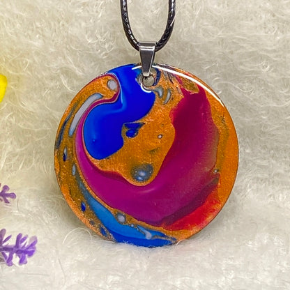 Hand Painted Iridescent Pendant Necklace