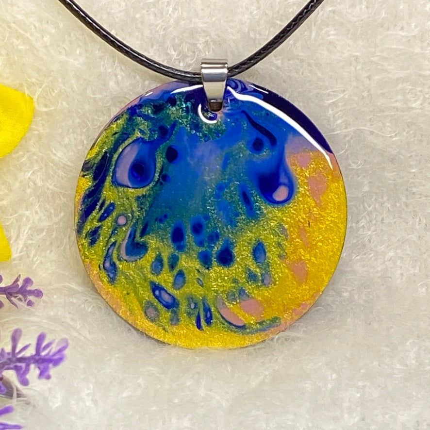 Hand Painted Iridescent Pendant Necklace