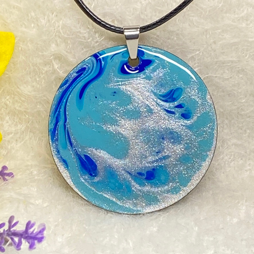 Hand Painted Iridescent Pendant Necklace