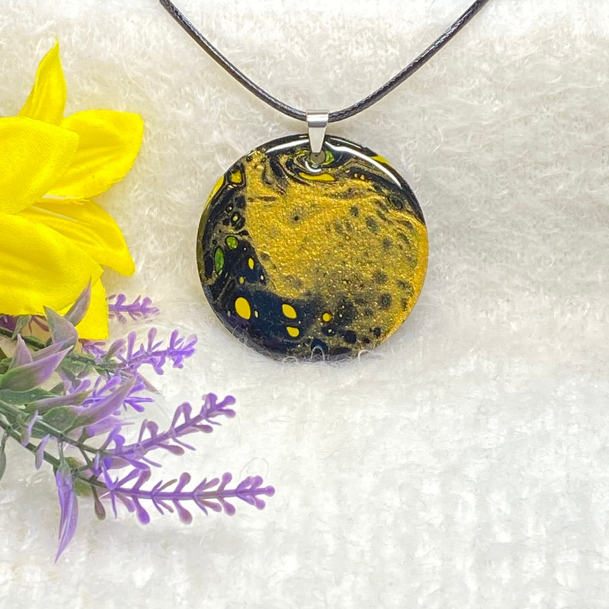 Hand Painted Iridescent Pendant Necklace