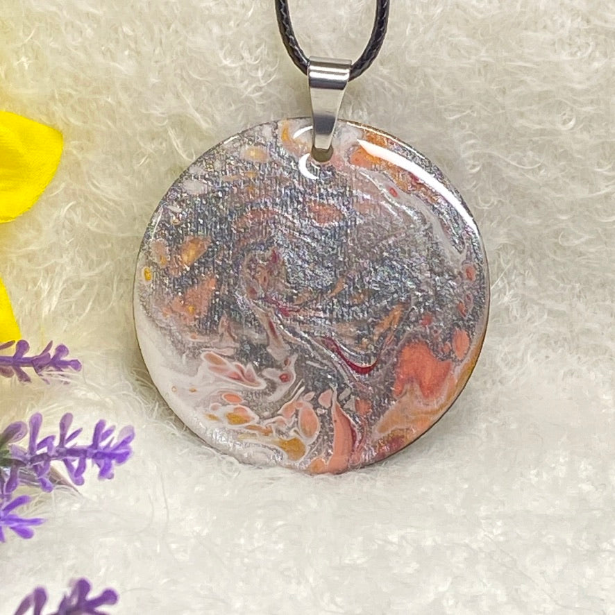 Hand Painted Iridescent Pendant Necklace