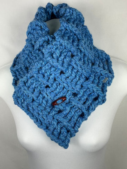 Multi Style Unisex Chunky Crochet Basket Weave Button Cowl Neck Warmer Gaiter Scarf