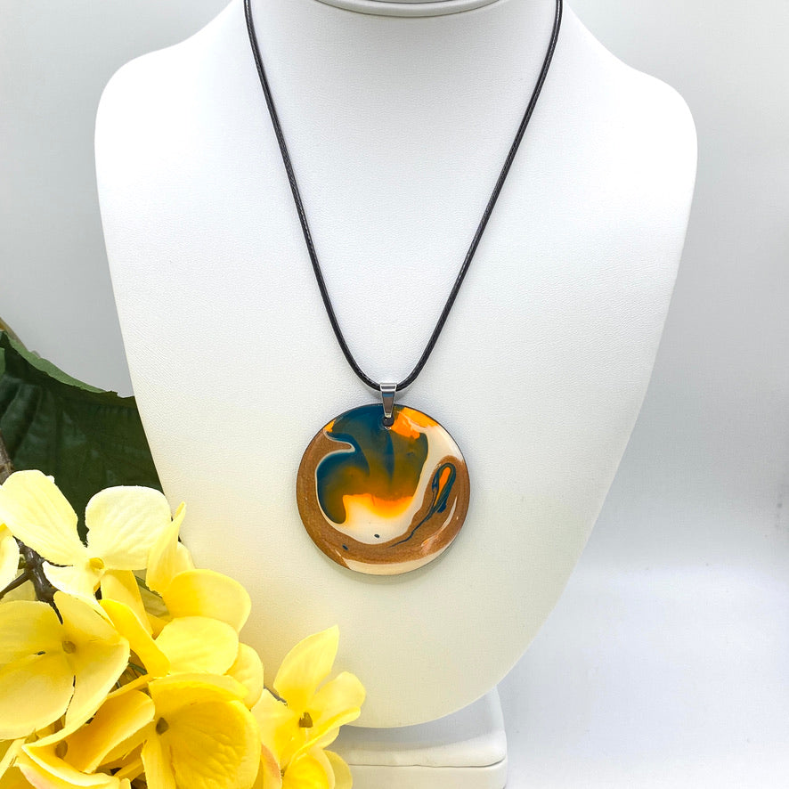 Hand Painted Iridescent Pendant Necklace