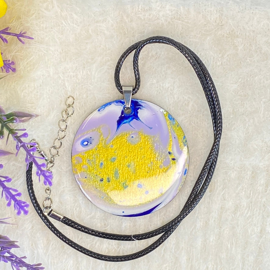 Hand Painted Iridescent Pendant Necklace