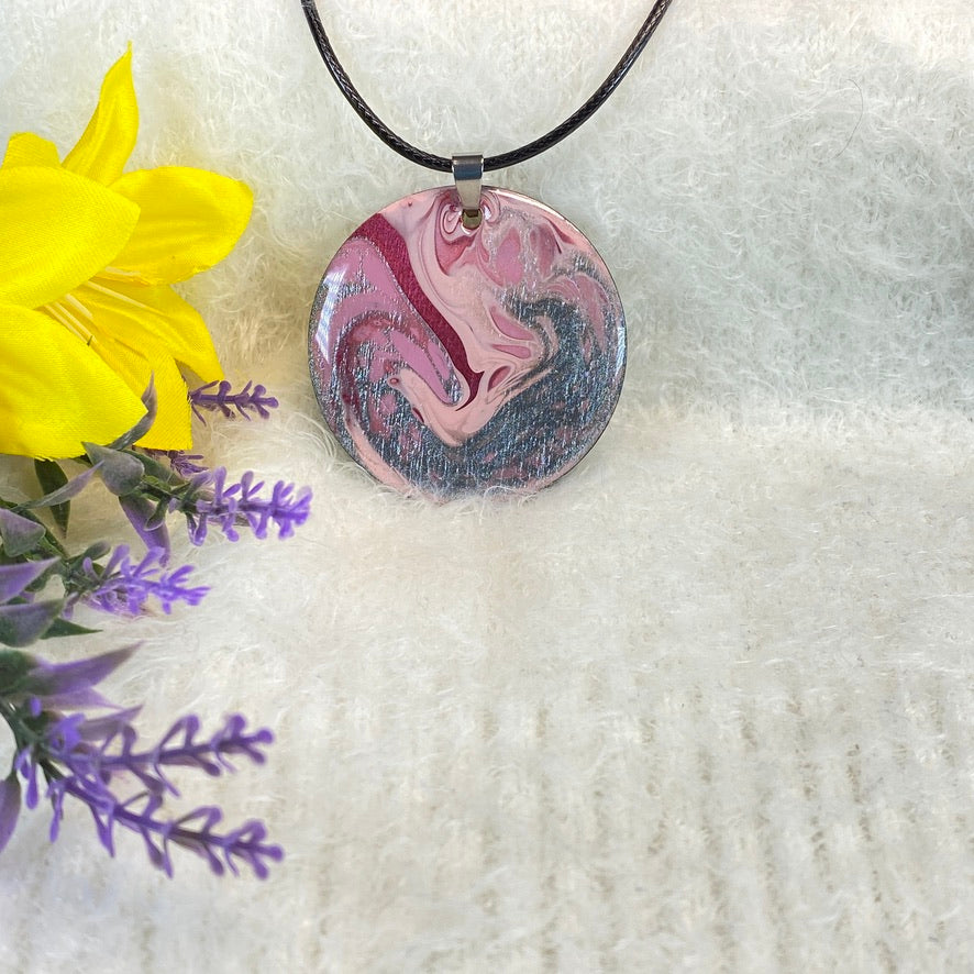 Hand Painted Iridescent Pendant Necklace