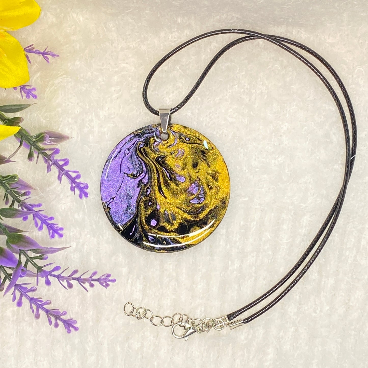 Hand Painted Iridescent Pendant Necklace