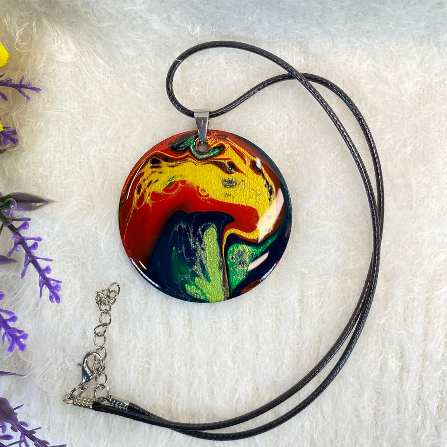 Hand Painted Iridescent Pendant Necklace