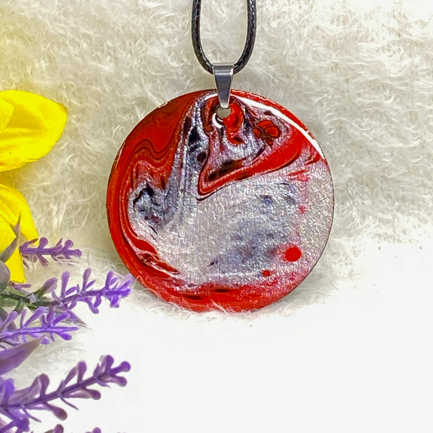 Hand Painted Iridescent Pendant Necklace