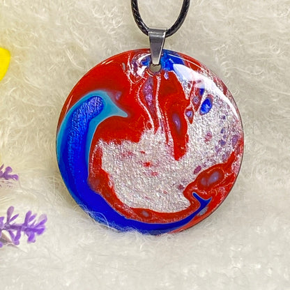 Hand Painted Iridescent Pendant Necklace