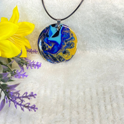 Hand Painted Iridescent Pendant Necklace