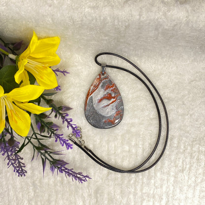 Hand Painted Iridescent Tear Drop Pendant Necklace
