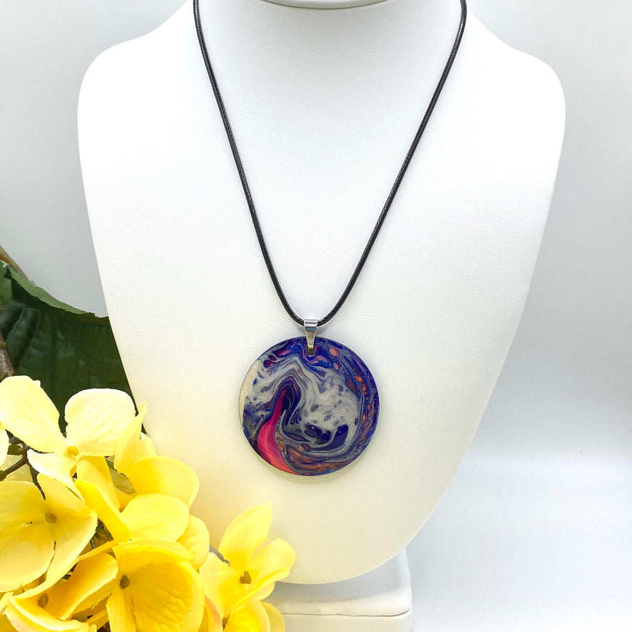 Hand Painted Iridescent Pendant Necklace