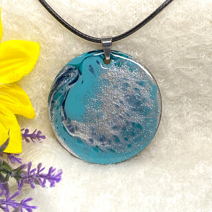 Hand Painted Iridescent Pendant Necklace