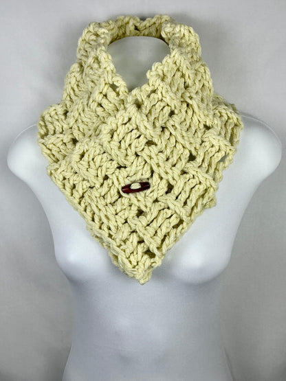 Multi Style Unisex Chunky Crochet Basket Weave Button Cowl Neck Warmer Gaiter Scarf