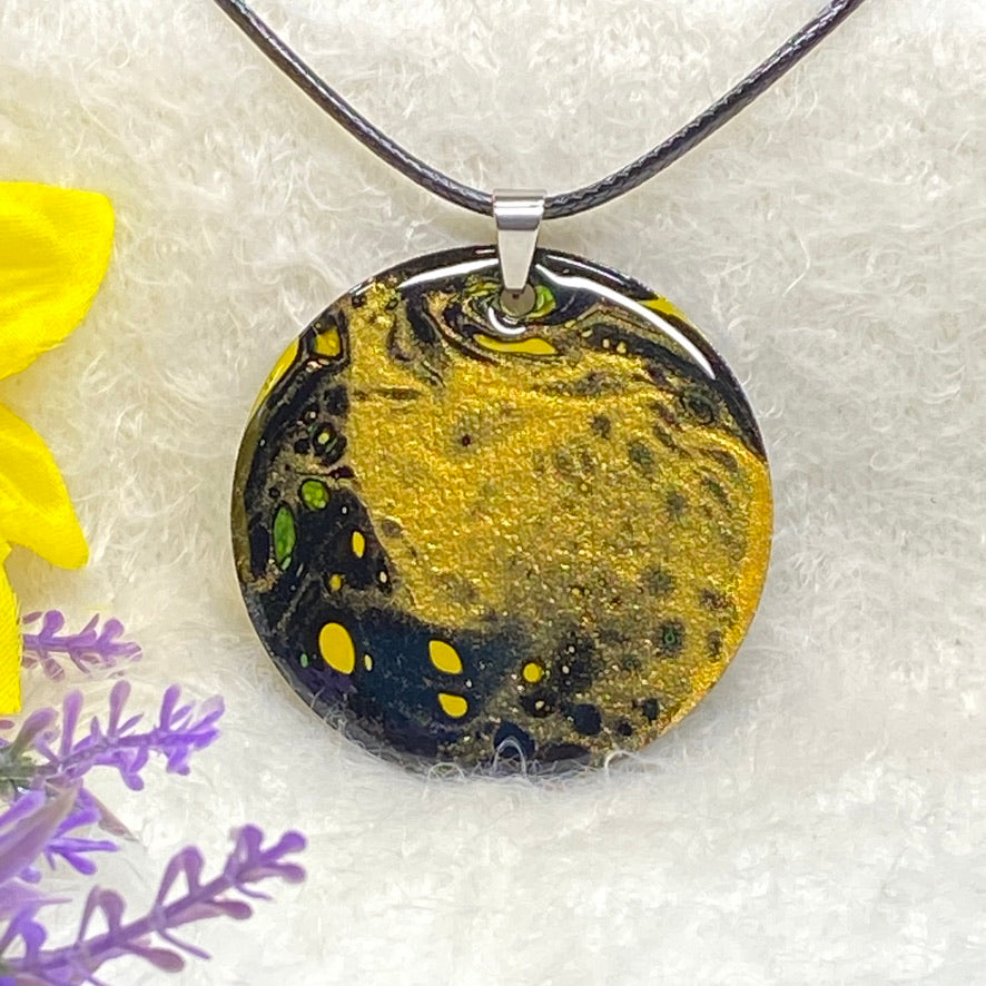 Hand Painted Iridescent Pendant Necklace