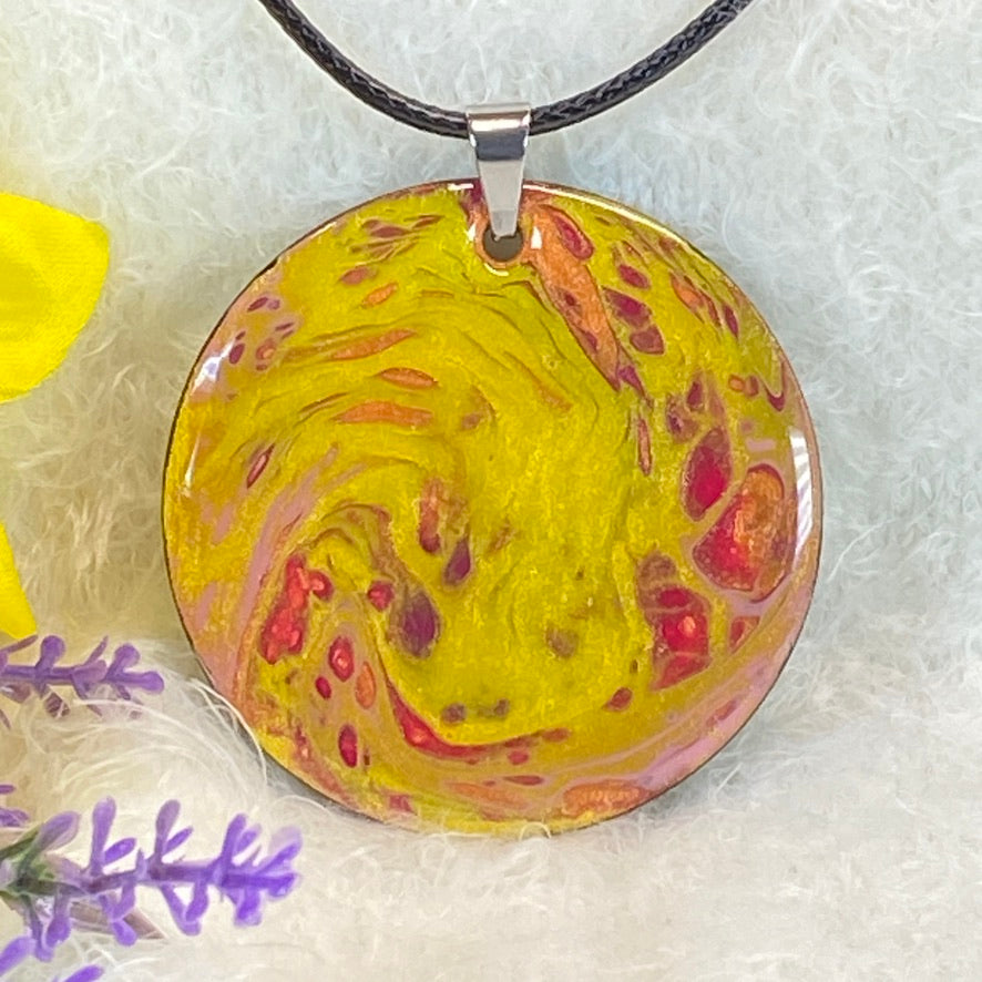 Hand Painted Iridescent Pendant Necklace