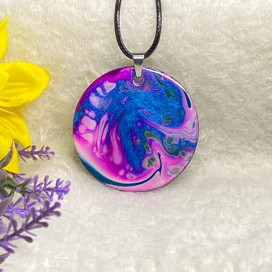 Hand Painted Iridescent Pendant Necklace