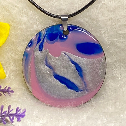 Hand Painted Iridescent Pendant Necklace