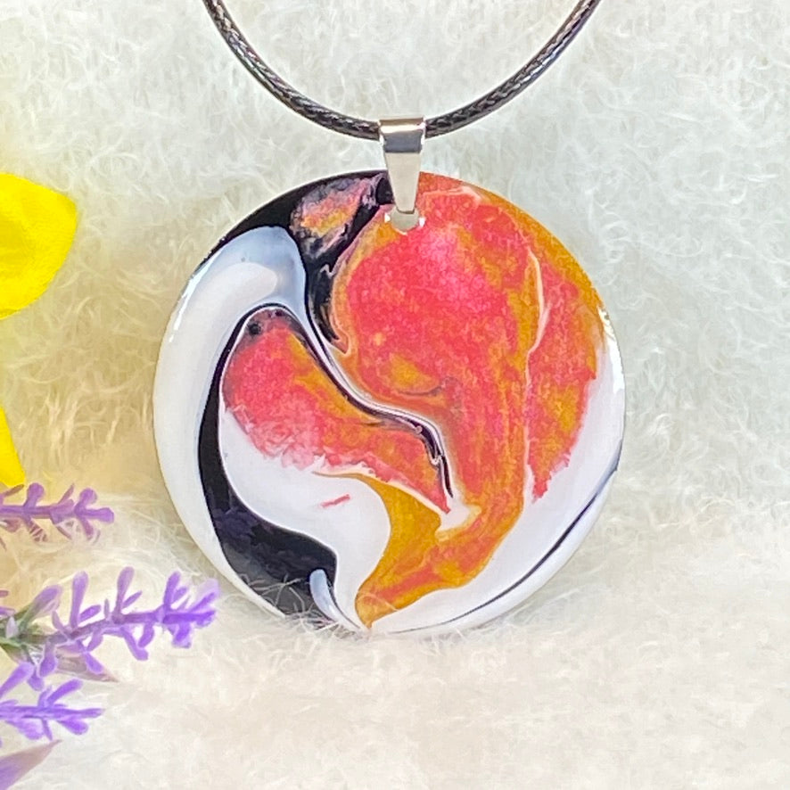 Hand Painted Iridescent Pendant Necklace