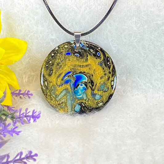 Hand Painted Iridescent Pendant Necklace