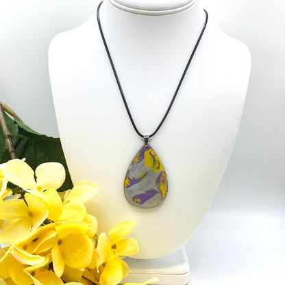 Hand Painted Iridescent Tear Drop Pendant Necklace