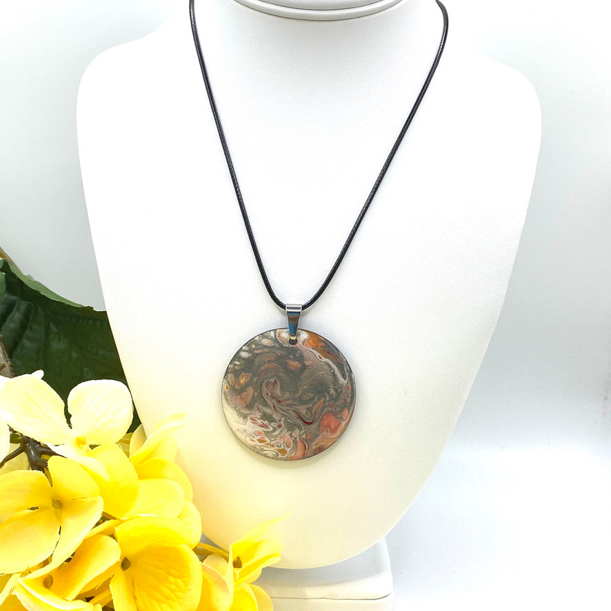 Hand Painted Iridescent Pendant Necklace